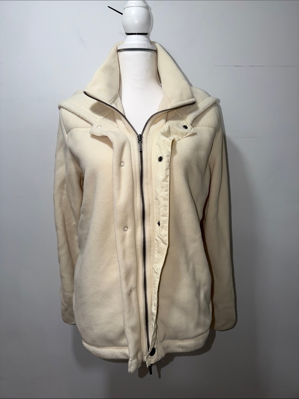 Ralph Lauren Womens Cream Sherpa Fleece Winter Hooded Jacket OUTDOOR XL WARM